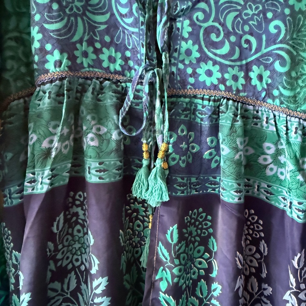 Karma Highway Floral Teal & Blue Women's Top - Size OS - Picture 4 of 10